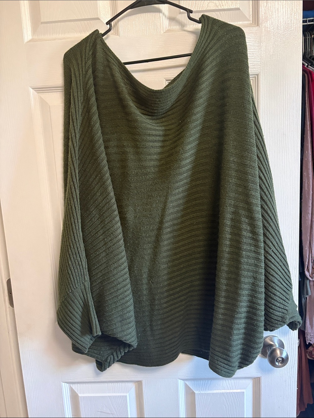 SHEIN Olive Off-the-Shoulder Ribbed Sweater